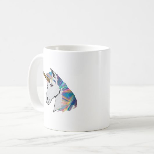 holografisches Einhorn Kaffeetasse (Vorderseite Links)