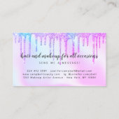 Holografisches Einhorn-Make-up Haar Rosa Glitzer T Visitenkarte (Rückseite)