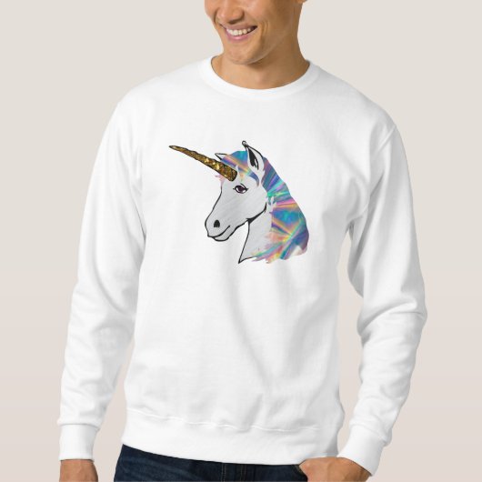 Holografisches Einhorn-Männchen-Pullover Sweatshirt (Vorderseite)