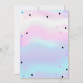 Holografisches Einhorn, Regenbogenballons Geburtst Einladung (Rückseite)