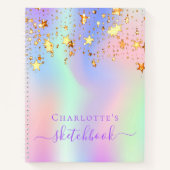 Holografisches einhornrosa Regenbogengold im Sketc Notizblock (Vorderseite)