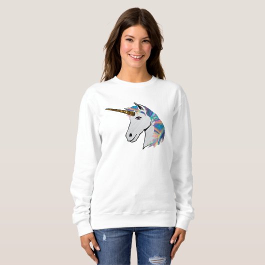 Holografisches Einhornweibchen-Sweatshirt Sweatshirt (Vorne ganz)