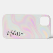 Holografisches Elegant Iridescent Rainbow Name Case-Mate iPhone Hülle (Rückseite (Horizontal))