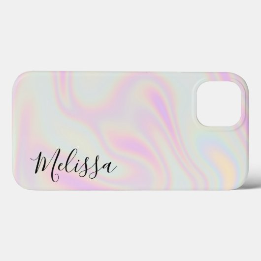 Holografisches Elegant Iridescent Rainbow Name Case-Mate iPhone Hülle (Rückseite (Horizontal))