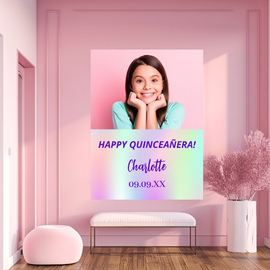 Holografisches Foto Quinceanera Party Empfang Poster