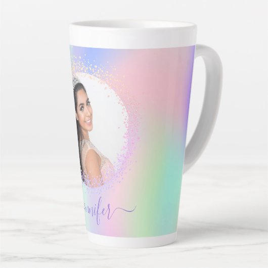 Holografisches Foto rosa lila Namensschrift Milchtasse (Rechte Ecke)