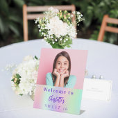 Holografisches Foto Sweet 16 Party willkommen Sockelschild