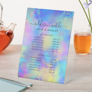 Holografisches Funkeln Opal Irisierendes Preismenu Sockelschild