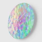 Holografisches Glasmuster, leuchtende Farben Große Wanduhr (Winkel)