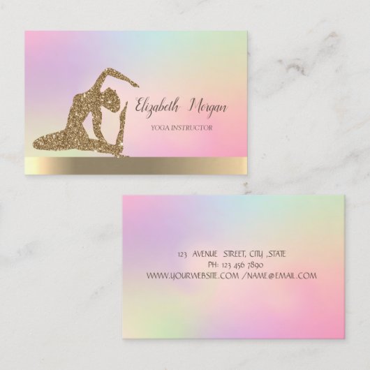 Holografisches Gold, Yoga Girl Visitenkarte (Vorne/Hinten)