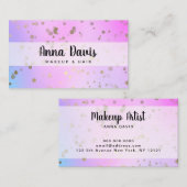 Holografisches Goldfass-Konfetti-Dots-Make-up & Ha Visitenkarte (Vorne/Hinten)