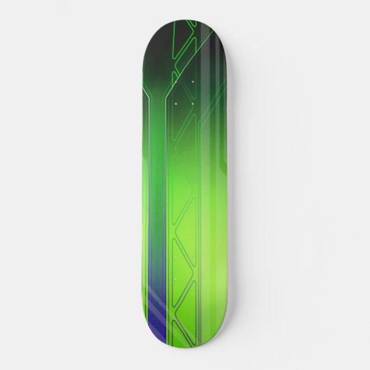 Holografisches Green and Black Sci-Fi Panel Skateboard (Vorderseite)