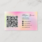 Holografisches Haarschminken Foto erster qr-Code Visitenkarte (Rückseite)