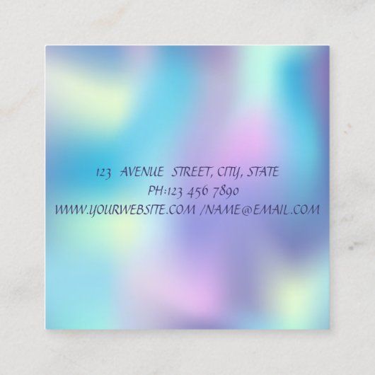 Holografisches Instagram Social Media Quadratische Visitenkarte (Rückseite)