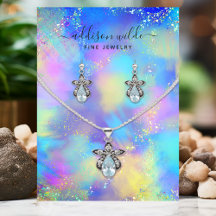 Holografisches Iridescent Necklace Earring Display
