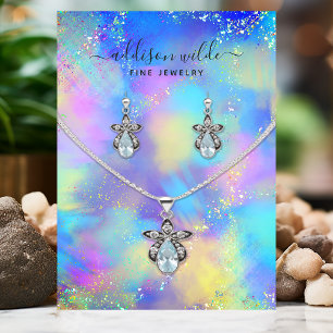 Holografisches Iridescent Necklace Earring Display Visitenkarte