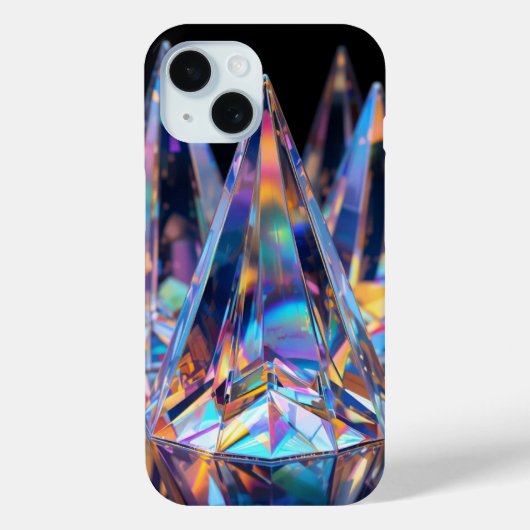 "Holografisches Kristallmuster iPhone 15 Hülle (Rückseite)
