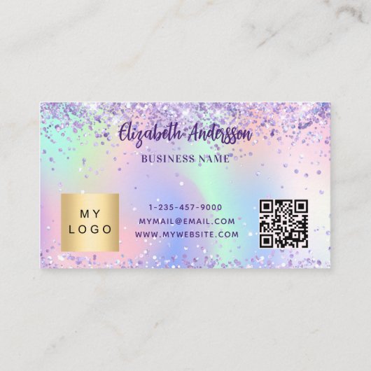 Holografisches lila rosa ql Firmenlogo Treuekarte (Rückseite)