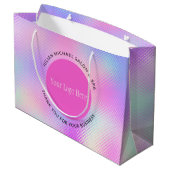 Holografisches Logo für stilvolle Werbeaktionen Große Geschenktüte (Rückseite Schrägansicht)