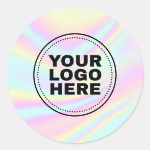 Holografisches Logo von Rainbow Pastel Runder Aufkleber