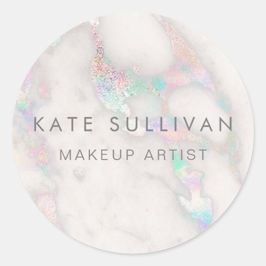 holografisches Marmordesign für Imitate Runder Aufkleber (Vorderseite)