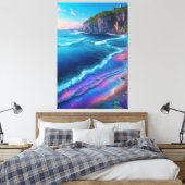 Holografisches Meer Stretched Canvas Print Leinwanddruck (Insitu (Schlafzimmer))