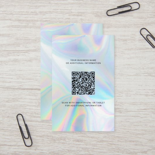 Holografisches, modernes Logo und QR-Code DIY Visitenkarte (Vorderseite/Rückseite Beispiel)