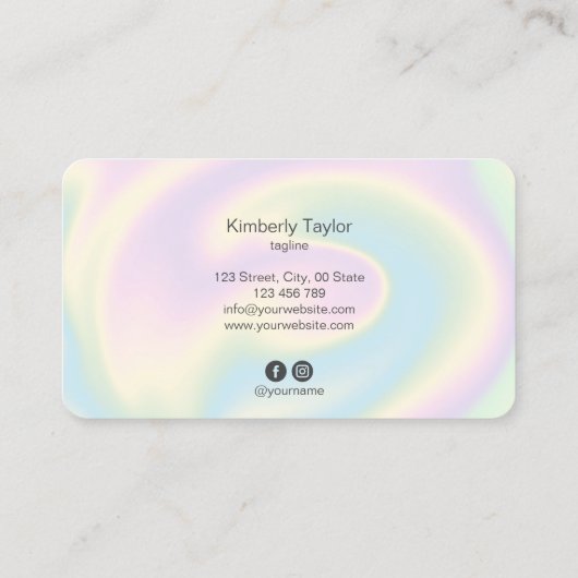 holografisches, modernes Make-up gürtlich eineisig Visitenkarte (Rückseite)