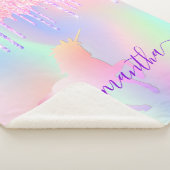 Holografisches Namensskript für unicorn-rosa Tropf Sherpadecke (3/4)