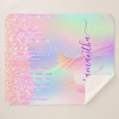 Holografisches Namensskript für unicorn-rosa Tropf Sherpadecke (Vorderseite (Horizontal))