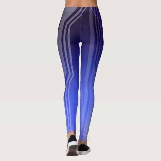 Holografisches Ocean Blue Sci-Fi-Panel Leggings (Rückseite)