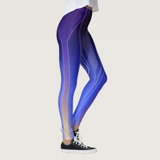 Holografisches Ocean Blue Sci-Fi-Panel Leggings (Rechts)