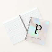 Holografisches Opal-Irisierendes Monogramm Chic Notizblock (Innenseite)