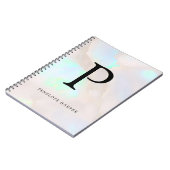 Holografisches Opal-Irisierendes Monogramm Chic Notizblock (Linke Seite)