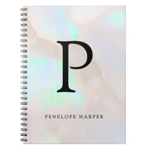 Holografisches Opal-Irisierendes Monogramm Chic Notizblock