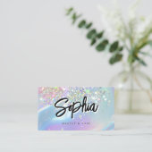 Holografisches Opal-QR-Code-Logo Shiny Beauty Visitenkarte (Stehend Vorderseite)