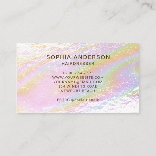 Holografisches Pinsel Modernes Minimalistisches El Visitenkarte (Rückseite)