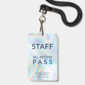 Holografisches Pool Party Personal All Access Pass Ausweis (Vorderseite mit Lanyard)