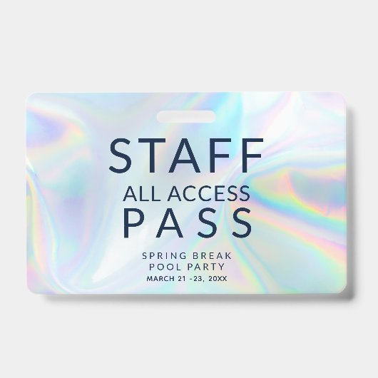 Holografisches Pool Party Personal All Access Pass Ausweis (Vorderseite)
