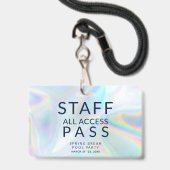 Holografisches Pool Party Personal All Access Pass Ausweis (Rückseite mit Lanyard)