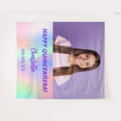 Holografisches Quinceanera-Party des Custom Foto w Wandteppich (Vorderseite (Horizontal))
