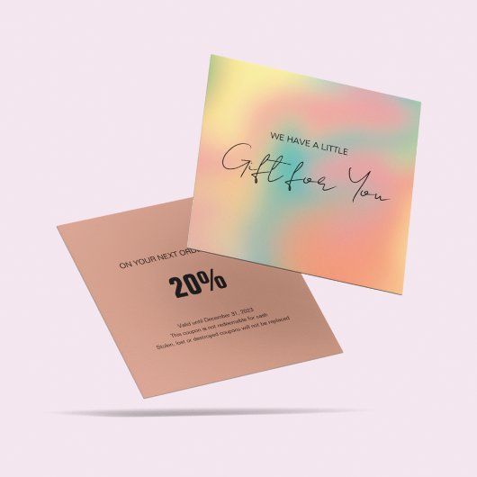 Holografisches Rainbow Blush Pink Geschenkgutschei Quadratische Visitenkarte