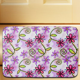 Holografisches Rainbow-Floral-Collage Badematte