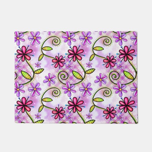 Holografisches Rainbow-Floral-Collage Fußmatte (Vorderseite)