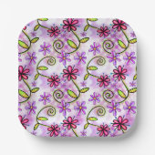 Holografisches Rainbow-Floral-Collage Pappteller (Vorderseite)