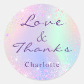 Holografisches Rosa Geburtstag danke Runder Aufkleber (Vorderseite)
