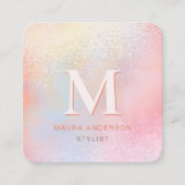 Holografisches Rosa Modernes Monogramm-Elegant Quadratische Visitenkarte (Vorderseite)