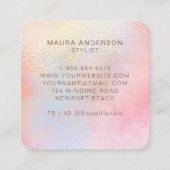 Holografisches Rosa Modernes Monogramm-Elegant Quadratische Visitenkarte (Rückseite)