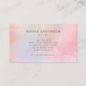 Holografisches Rosa Modernes Monogramm-Elegant Visitenkarte (Rückseite)