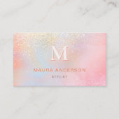 Holografisches Rosa Modernes Monogramm-Elegant Visitenkarte (Vorderseite)